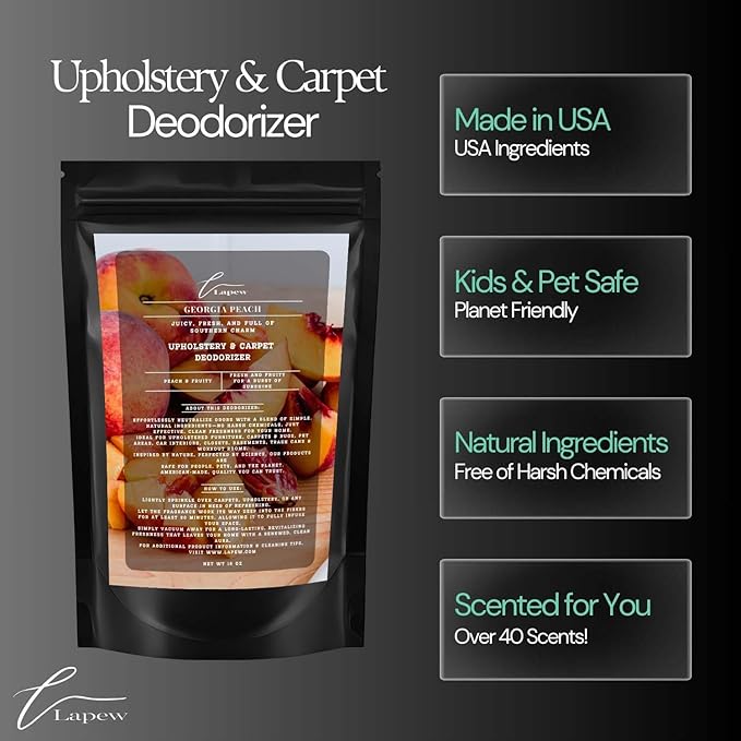 Georgia Peach Carpet Freshener Powder: Powerful Odor Eliminator for Home, Upholstery Deodorizer, Carpet Deodorizer, Pet Urine, Cat Litter Box - Georgia Peach Fragrance-PawvioPets