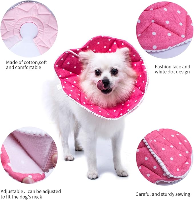 Adjustable Dog Cat Cone,Soft Recovery Cat Cone Collar,Dog Protective Collar for Cats and Puppy Surgery,Pink,Small-PawvioPets