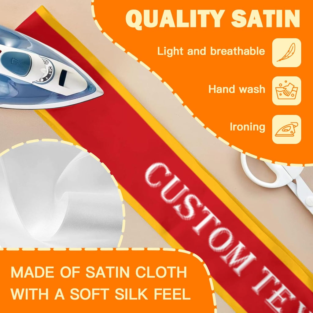 Custom Sash,Personalized Birthday Sash with Text Photo,Customized Bachelorette Sash Quote Sash Bride to Be Sash Color Optional (With decorative edge, Red)