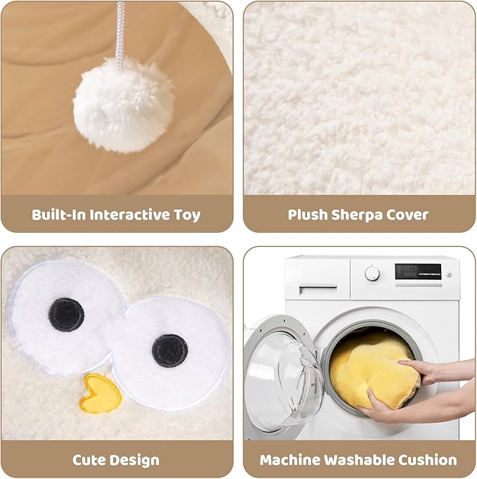 EHEYCIGA Cat Tunnel Bed for Indoor Cats, Cute Cat Donut Toy Tunnel for Small Large Cats with Washable Circle Cushion, Peekaboo Pet Cave Play Tunnel for Kitten, Puppy, Rabbit-PawvioPets