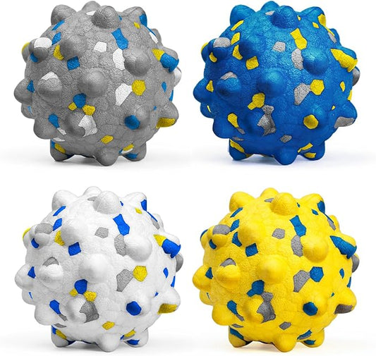 Dog Tennis Balls for Aggressive Chewers, Indestructible Durable Bouncy Interactive Toy for Dogs Fetch Game Lightweight Floating Outdoor Training(4Pcs Medium)-PawvioPets