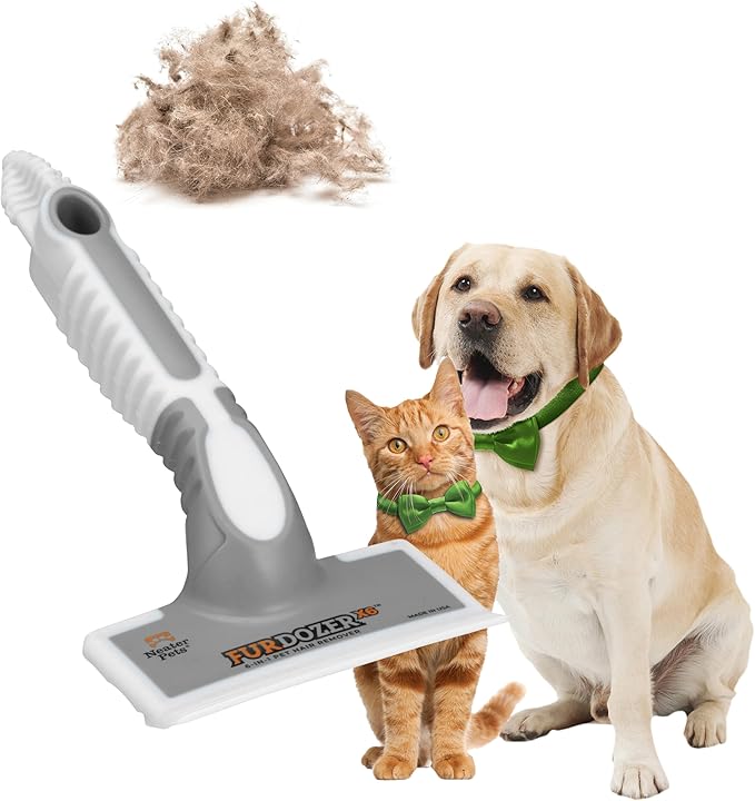 FurDozer X6 Pet Hair Remover & Auto Detailing Tool - Cat & Dog Hair Remover for Carpets, Car Interiors, Couches, Bedding, & Furniture - Reusable Pet Hair Removal Tool for Cat and Dog Fur & Lint, Grey-PawvioPets