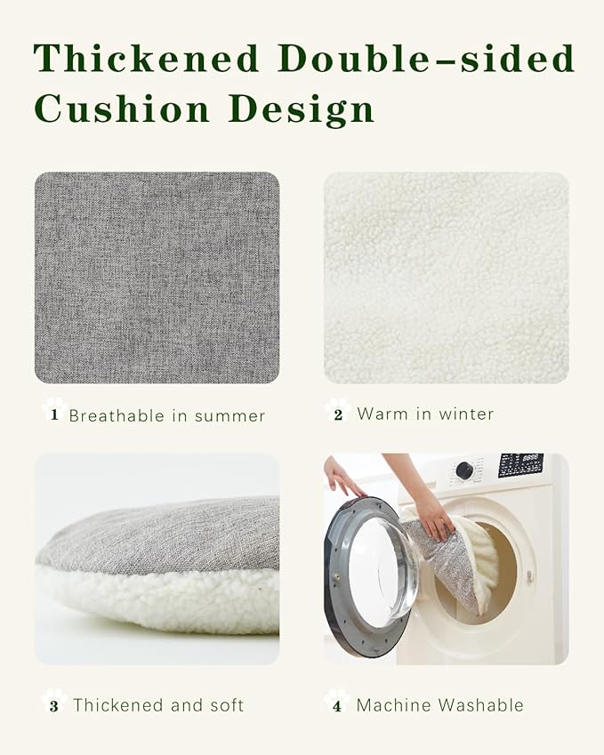 Cat House for Indoor Cat, Large Double Cat Houses Cat Bed Cave, Handwoven Rattan Pet Beds with One Soft Pad, 17 x 17 x 17 Inches Foldable Kitten Hideaway in Living Room Natural-PawvioPets