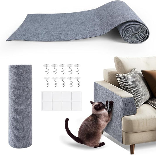 78.7"x15.8"Self-Adhesive Climbing Cat Scratch Protector Pads - Trimmable Furniture Guard for Sofa, Walls & Floors, DIY Cat Tree/Tower/Bed, Replaceable Scratch-Resistant Mats (Light Gray)-PawvioPets