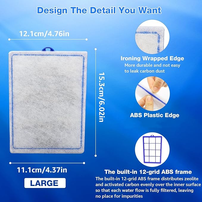 9 Count Assembled Large Filter Cartridges Compatible with Tetra Whisper Bio-Bag Filters 20i 40i IQ20/30/45/60 PF20/30/40/60, Large Replacement Filter Cartridges for Whisper Filters & Aquariums-PawvioPets