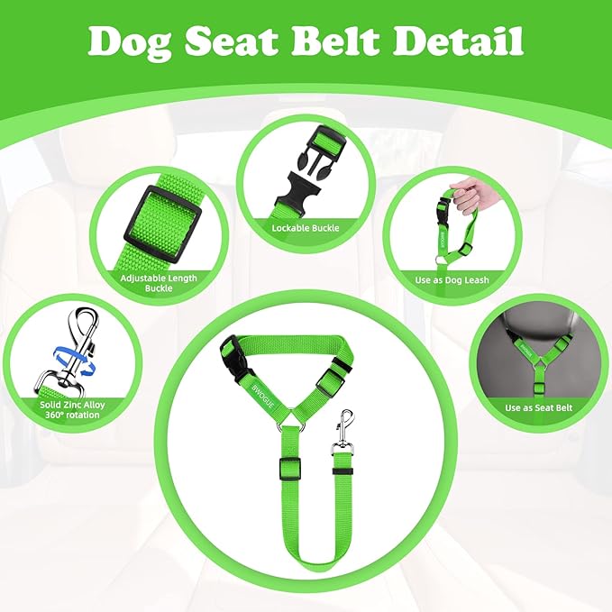 BWOGUE Pet Dog Cat Seat Belts, Car Headrest Restraint Adjustable Safety Leads Vehicle Seatbelt Harness (1 Pack)-PawvioPets