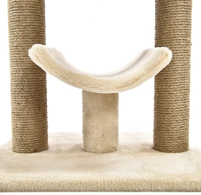 Amazon Basics Multi- Platform Cat Tree with Scratching Post for Indoor Cats up to 25lbs, 18 x 14 x 22 Inches, Beige-PawvioPets
