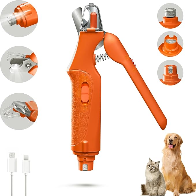2-in-1 Cat Nail Clippers & Dog Nail Clippers Trimmers for Large Medium Small Dogs Cats Claw Trimmer Quick Sensor and Safety Guard USB Rechargeable with 2 LED Lights Dogs Nail Trimmer-PawvioPets