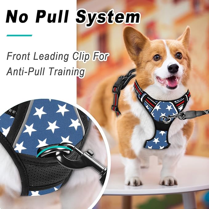 BARKBAY No Pull Dog Harness Large Step in Reflective Dog Harness with Front Clip and Easy Control Handle for Walking Training Running(Star,L)-PawvioPets