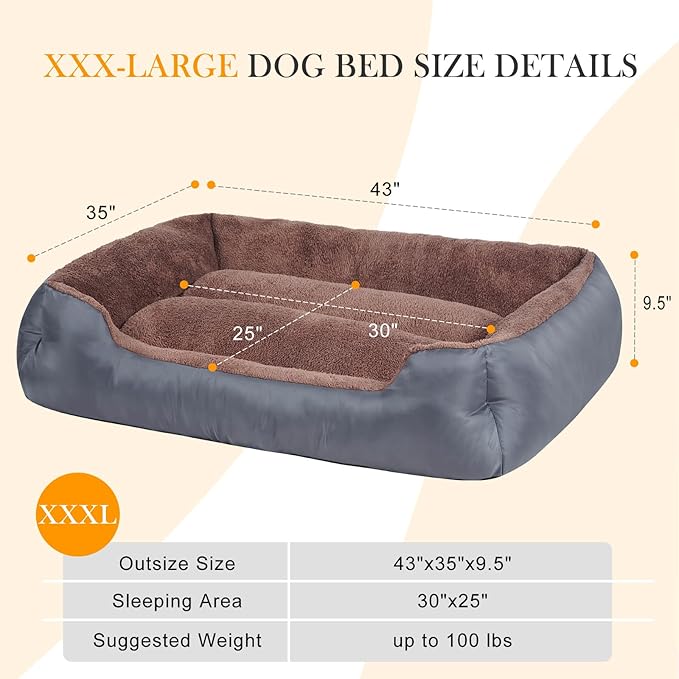 Dog Beds for Jumbo Dogs, Large Pet Beds Machine Washable, Soft Dog Sofa Bed with Non-Slip Bottom-PawvioPets