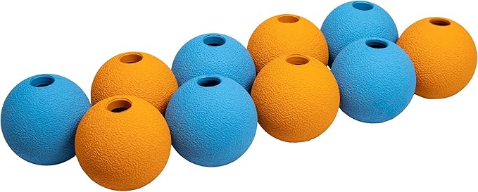 Amazon Basics Dog Toys, Interactive Fetch Rubber Balls, (Pack of 10), 2.5 inch, Multi-Color Blue/Orange-PawvioPets