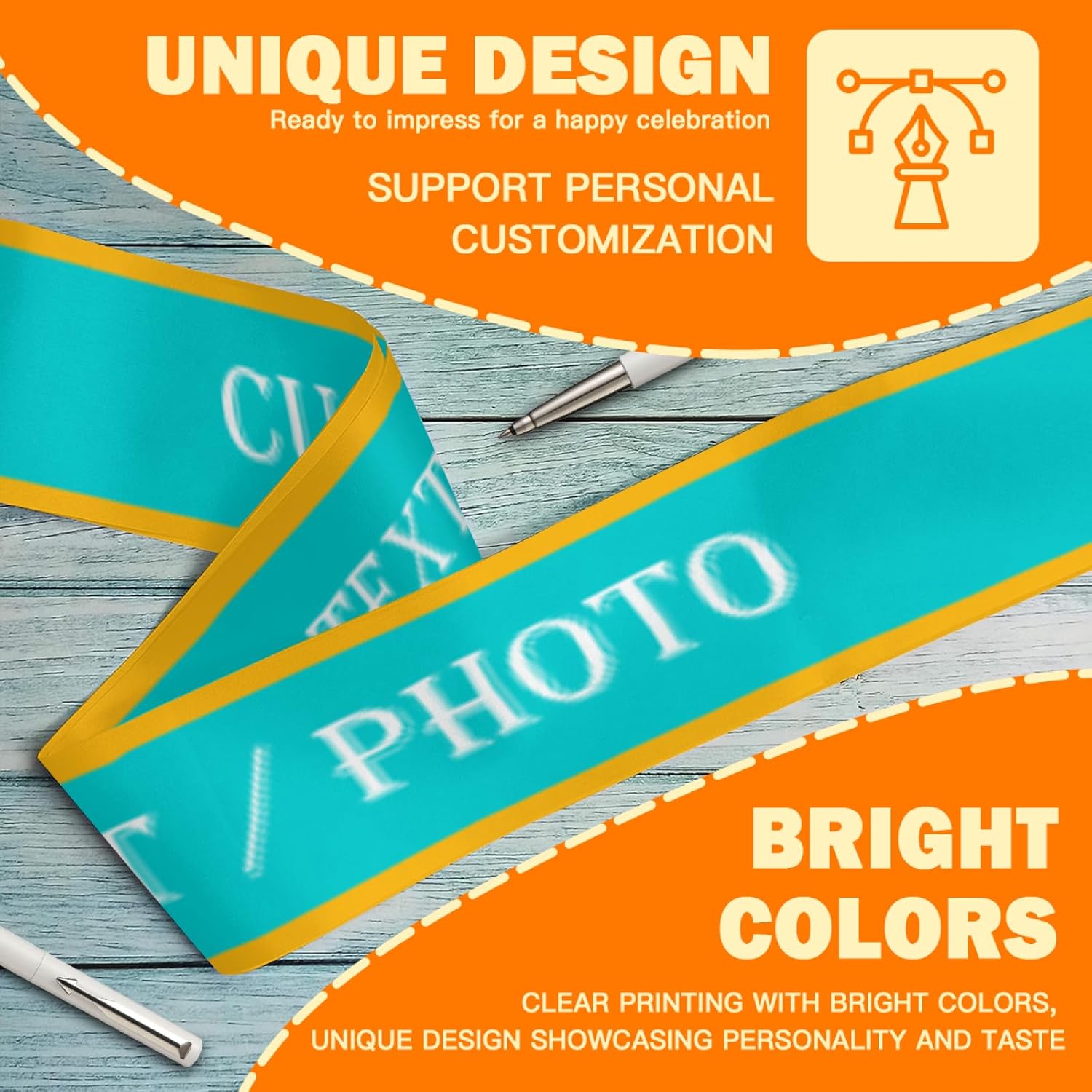 Custom Sash,Personalized Birthday Sash with Text Photo,Customized Bachelorette Sash Quote Sash Bride to Be Sash Color Optional (With decorative edge, Light Green)