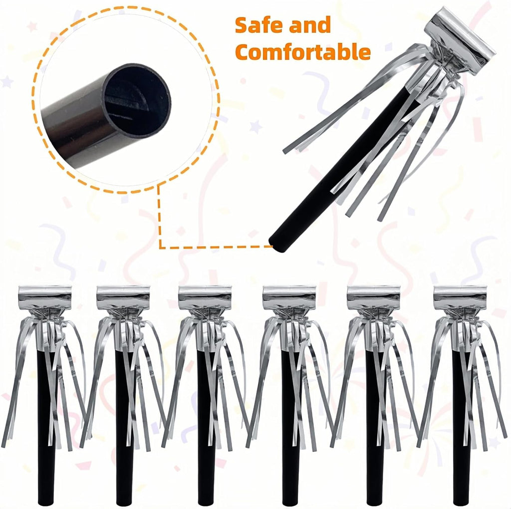 24 Pieces Party Squawkers Christmas Party Blowers Noise Makers for New Year Party Favor Supplies, Silver, Gold