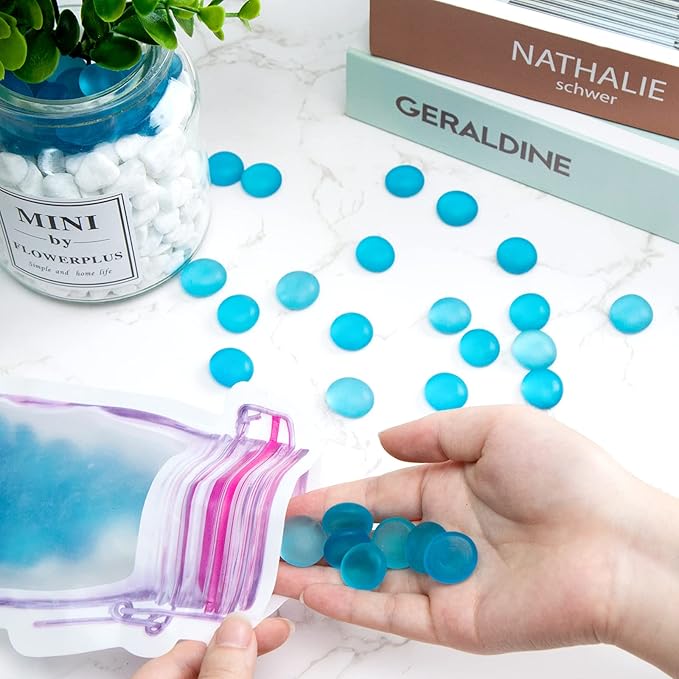 FUTUREPLUS 1LB Frosted Flat Marbles, Blue Glass Pebbles Beads Vase Fillers Decorative Fish Tank Aquarium Rocks for Centerpieces Table Decor-PawvioPets