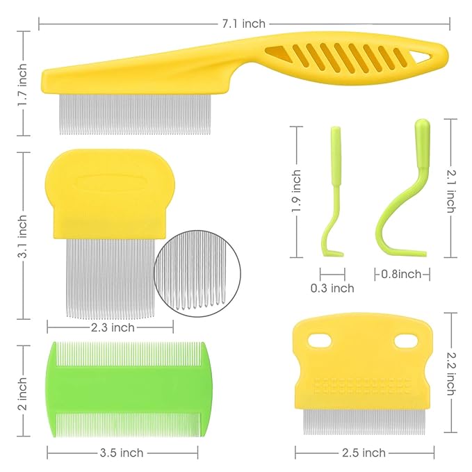 Cat & Dog Comb Set - Fine Tooth Grooming Comb for Dandruff & Hair Removal (Yellow)-PawvioPets