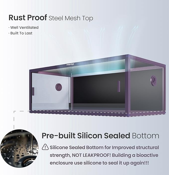 85 Gallon Reptile Tank, Front Opening Snake Tank for Easy Maintenance, Reptile Enclosure with Top Screen Ventilation 48''x24''x18''-PawvioPets
