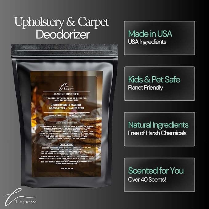 Almond Biscotti Carpet Freshener Powder Refill 36 oz | Powerful Odor Eliminator for Home | Upholstery Deodorizer | Carpet Deodorizer | Pet Urine | Cat Litter Box-PawvioPets