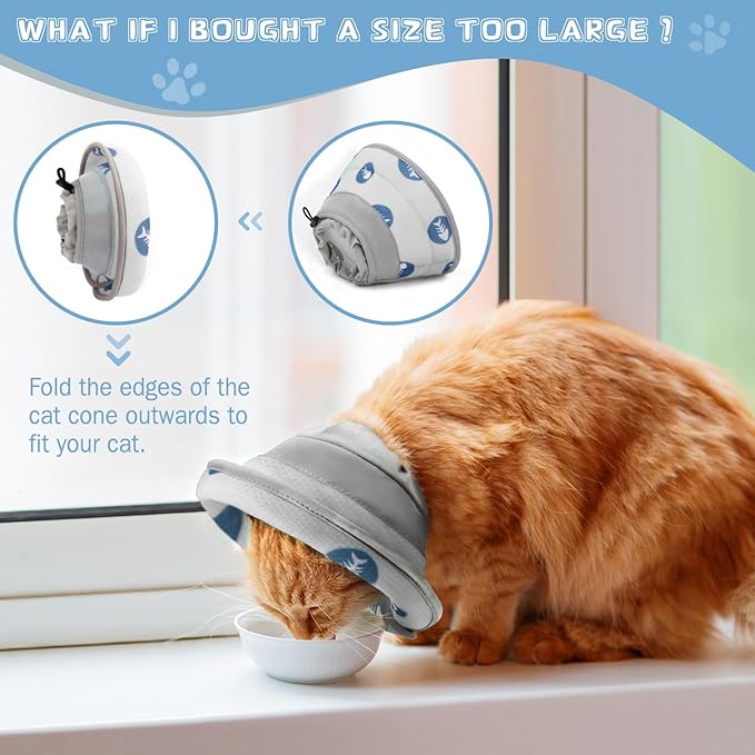 Cat Cone Collar Soft to Stop Licking After Surgery Cat Recovery Collar for Small Large Cats Adjustable Elizabethan Collar-PawvioPets