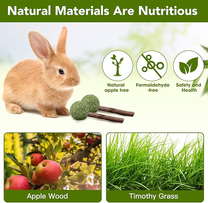 18-Pack Natural Alfalfa & Apple Wood Chew Lollipops for Small Pets - Healthy Dental Toys for Hamsters, Rabbits, Guinea Pigs, Chinchillas-PawvioPets