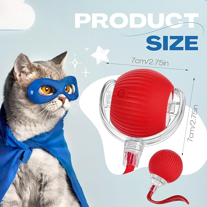 2 Pcs Interactive Rolling Cat Dog Toy Ball, Electric Cat Ball Toy Smart Automatic Self Rolling Dog Ball Toys, 360° Smart Rolling Ball Toy Electric Balls for Dog Cat (Red)-PawvioPets