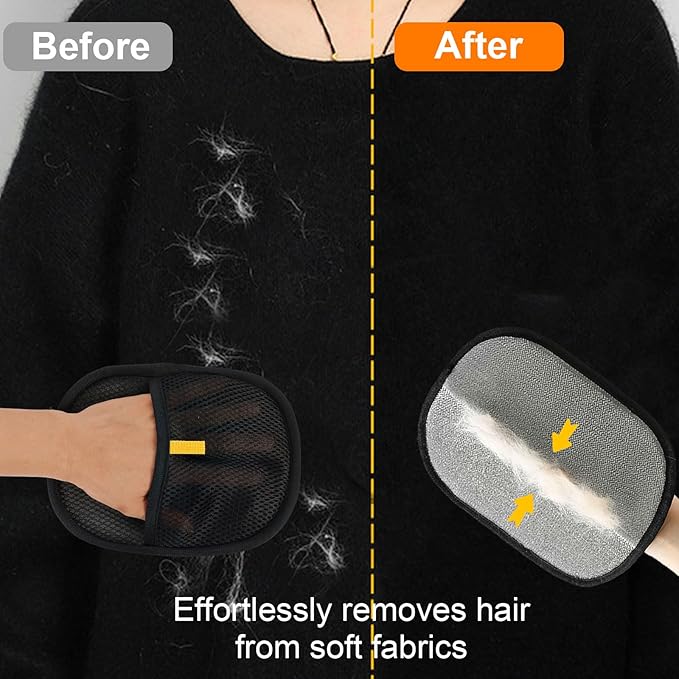 2 Pcs Pet Hair Removal Gloves，Electrostatic Pet Hair Remover,Reusable Cat & Dog Hair Remover for Couch, Furniture, Bed (Black)-PawvioPets