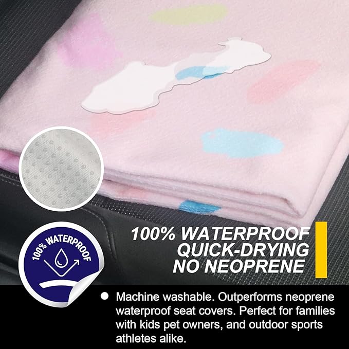 Back Seat Cover for Car Trucks Van SUV,Waterproof Rear Bench Towel Seat Covers for Dogs and Kids,Automotive Backseat Protector (Pink Marbling)-PawvioPets