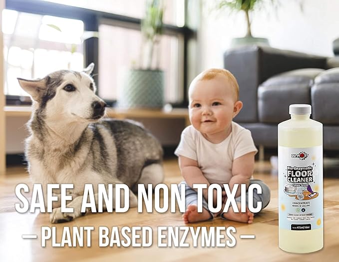 DU-MOST Enzymatic Floor Cleaner Concentrate (1 Oz Makes 1 Gal), No, Streak, No Rinsing, Kids & Pets Safe, Hard Surface Floors, Citrus Scent, 16 Fl Oz-PawvioPets