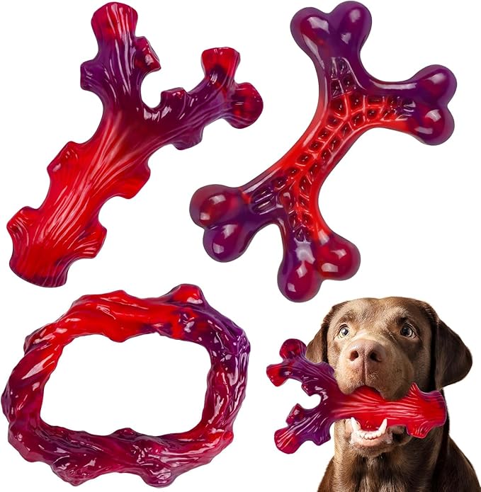 3 Pack Indestructible Dog Chew Bones for Aggressive Chewers - Heavy Duty Long Lasting Chew Toys for Large Dogs, Nylon Teeth Cleaning Toys-PawvioPets