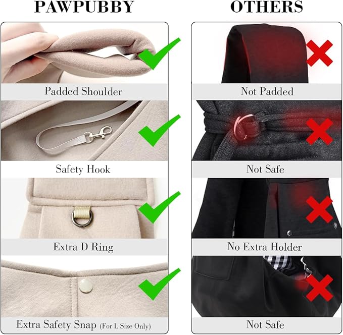 Dog & Cat Carrier Sling, Adjustable Soft Padded Shoulder Puppy Carrier, Hands-Free Dog Carrier Bag with Double Safety Buckles Premium Material for Outdoor Travel (Apricot, M)-PawvioPets