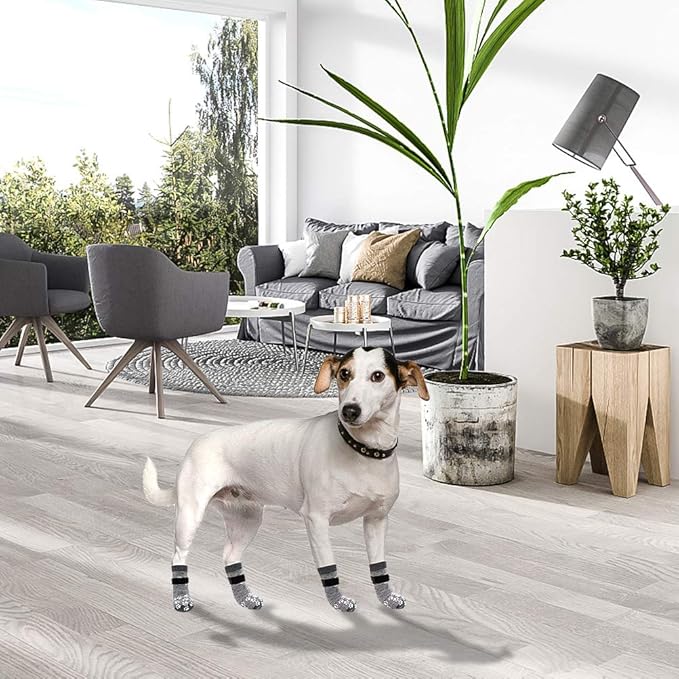 EXPAWLORER Anti Slip Dog Socks to Prevent Licking Paws, Dog Shoes for Hot Pavement, Dog Booties for Small Medium Large Senior Dogs, Traction Control Boots & Paw Protectors for Hardwood Floors-PawvioPets