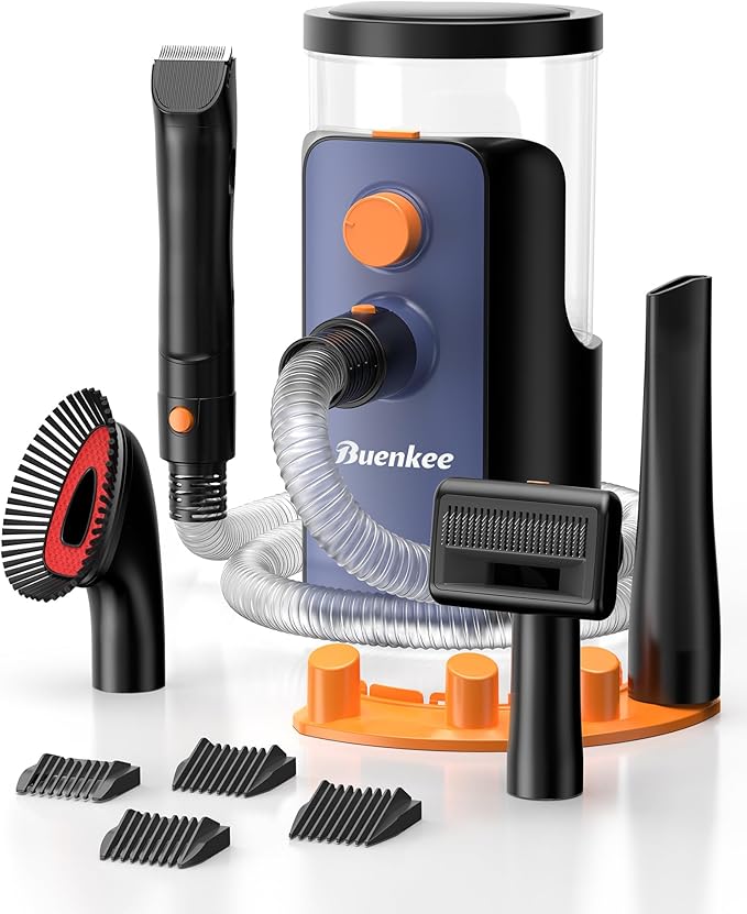 Dog Grooming Vacuum, 4.5L Extra-Large Dust Cup Dog Grooming Kit, 14000Pa High-Suction Pet Groomer with Clippers, Low-Noise All-in-One Shedding Control Set for Home Use-PawvioPets