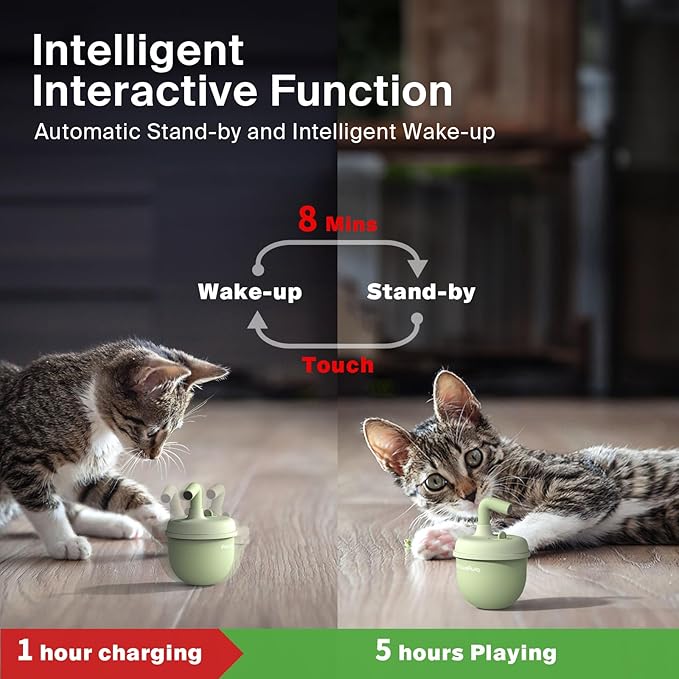 Cat Laser Toys, Automatic Cat Laser Toy Tumbler Design, Rechargeable Cat Laser Pointer 360°Irregular Rotation, 3 Modes Interactive Cat Toy for Indoor Cats of All Ages and Sizes (Green)-PawvioPets