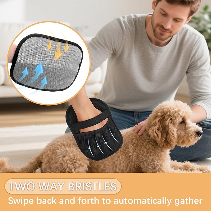 3 Pcs Magic pet Hair Remover Glove - Reusable & Easy-to-Clean cat and Dog Fur Brush for Effortless Grooming, Upgraded Grip and Large Size for Better Coverage-PawvioPets