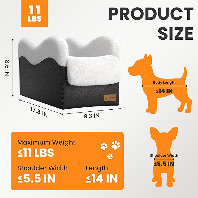 Conter Console Dog car seat(Light Grey/White) (Black/White, M)-PawvioPets