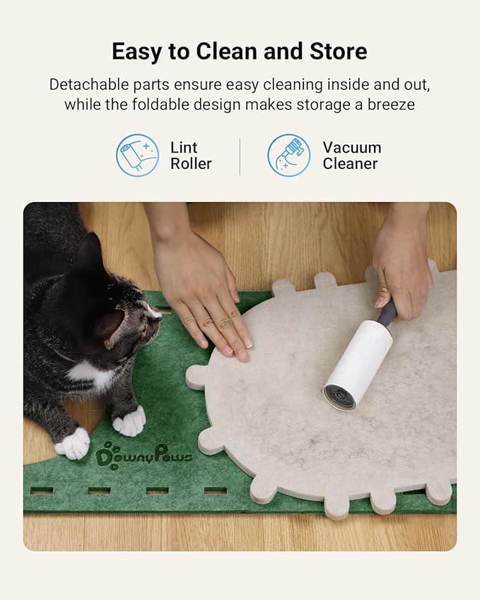 DownyPaws Cat House for Indoor Cats, Cat Bed Cave for Multiple & Large Cats Up to 22 Lbs, Scratch Resistant Peekaboo Cat Caves, Foldable Tunnel Enclosed Bed, PeekaPurr, Forest-PawvioPets