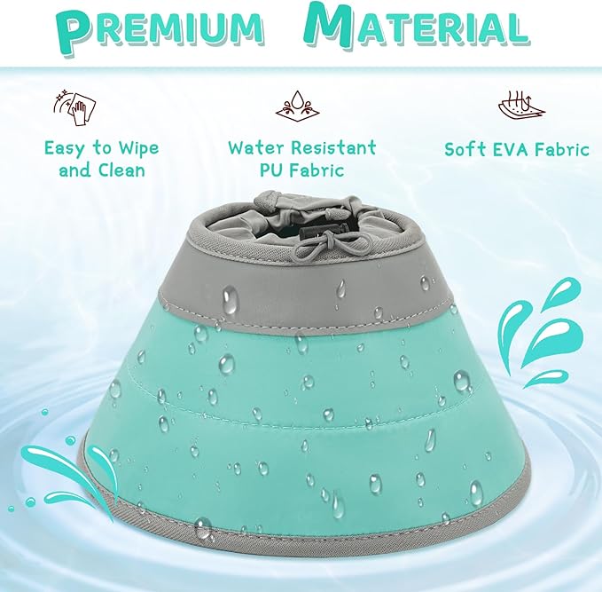 Cat Cone Collar Soft to Stop Licking, Adjustable, Foldable Lightweight Kitten Cones After Surgery Recovery for Cats & Kittens, Cat Cone Alternative (Solid Green, M)-PawvioPets