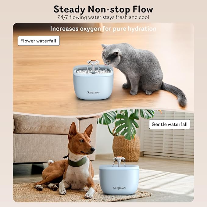 Automatic Cat Feeder and Water Dispenser FW1, Wire or Battery Cat Food Dispenser Timer Pet Feeder - Locking Lid, Desiccant Bag, Programmable Portion Control, 4 Daily Meals, 10s Voice Recorder-Blue-PawvioPets