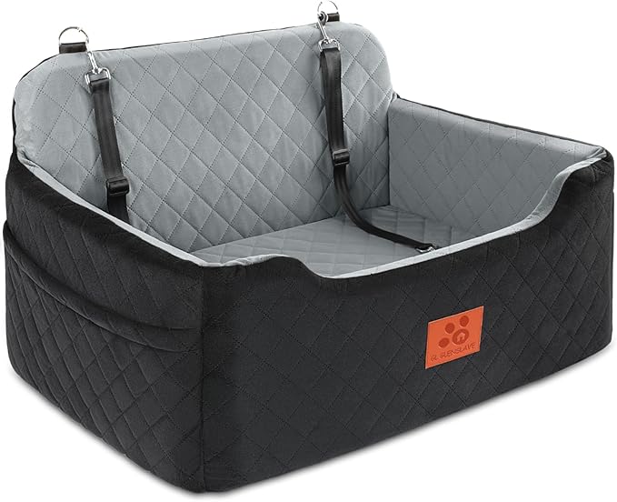 Dog Car Seat for Medium/Large Dogs,Dog Booster Seat for Dog Under 50lbs or 2 Small Dogs, Detachable and Washable Pet Car Seat,Multi-Functional Travel Dog Bed & Dog Sofa(Black/Grey)-PawvioPets