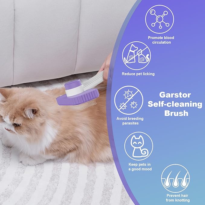 Cat brush, Cat Brush for Long or Short Haired Cats, Remove Loose Fur and Mats, Rounded Pins Reduces Painful Pulling, Not for Tangle and Curly Fur, Violet-PawvioPets