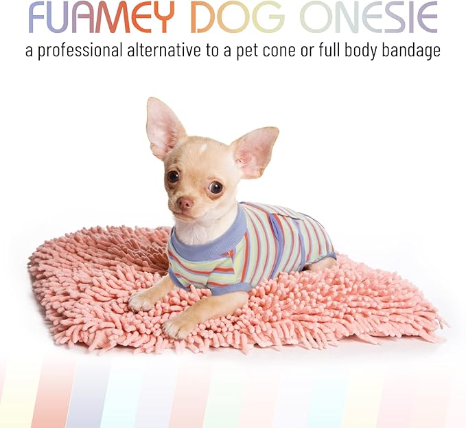 FUAMEY Recovery Suit for Dogs After Surgery,Soft Breathable Dog Bodysuit E-Collar & Cone Alternative Surgical Suit,Male Female Dog Neuter Spay Suits Anti Licking Wounds Onesie Purple Stripes XXL-PawvioPets