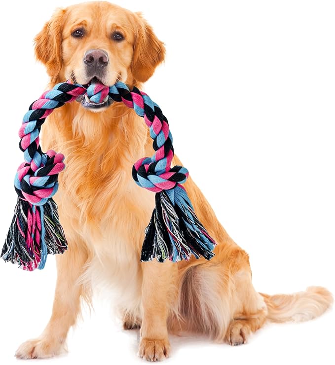Dog Rope Toy for Large Dogs, Heavy Duty Chew Toys for Aggressive Chewers, Indestructible Durable Cotton Tug of War Rope Toys for Medium to Large Breed Teeth Cleaning-PawvioPets