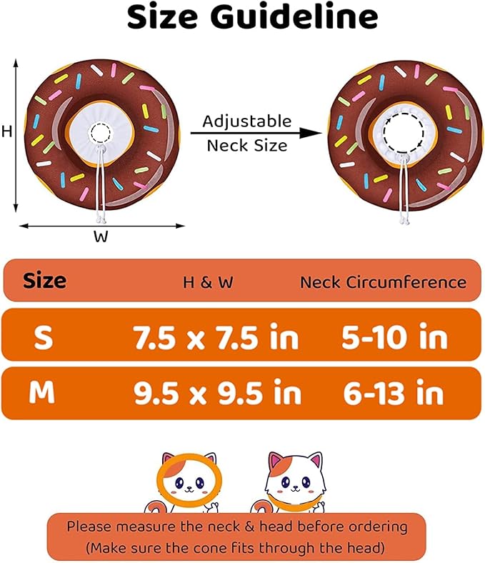 Amakunft Adjustable Cat Cone Collar Soft, Cat Recovery Collar, Cone for Cat After Surgery, Cat Neck Cone, Elizabethan Collar for Cat and Kitten (Donut S (Neck: 5"-10"))-PawvioPets