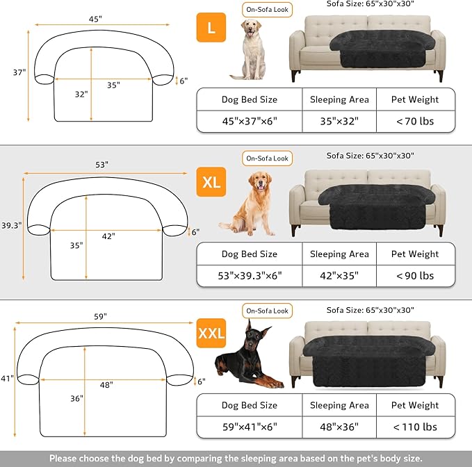 Calming Dog Bed Fluffy Plush Dog Mat for Furniture Protector with Removable Washable Cover for Large Medium Small Dogs and Cats (Extra Large(53x39.3x6), Dark Grey)-PawvioPets