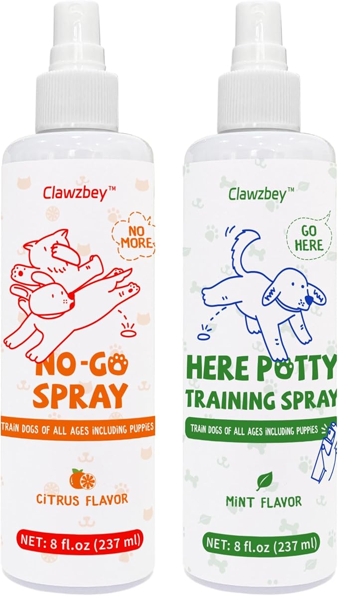 Dog Potty Spray Set, No-Go Spray & Potty Training Spray, Puppy Essentials, Stops Urination & Marking, Indoor and Outdoor Use (8 fl oz) Large Capacity, More Suitable for Multi-Dog Households-PawvioPets