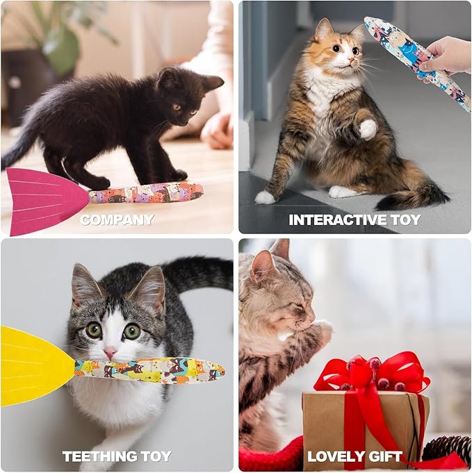 BINGPET 6 Pcs Catnip Toys for Cats,Interactive Cat Toy for Bored Indoor Kitten Adult Cats,Cat Fish Toy Filled with Natural Catnip,Cute Crinkle Cat Toy Kitten Toys Cat Chew Kicker Toy for All Breeds-PawvioPets