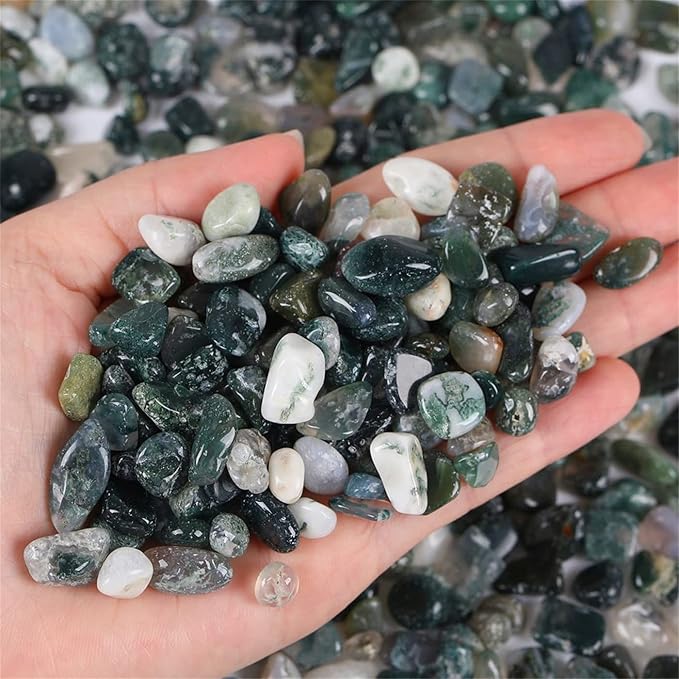 Aquatic Agate Aquarium Gravel Rocks Natural Tumbled Healing Crystal Chips Bulk Gemstones Crushed Stones for Fountain Vase Filler Planters Decorative Fish Tank Potted Reiki Energy Balancing 0.45lb-PawvioPets