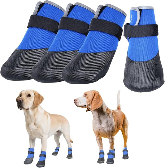 Dog Shoes Lightweight Dog Boots-Breathable Knitted Paw Protector with Adjustable Strap for Hot Pavement, Rain Walking, Hardwood Floors Anti Slip Reduce Noise, Prevent Licking Paws(Blue,XL)-PawvioPets