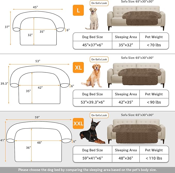 GGIB Calming Dog Bed Fluffy Plush Dog Mat for Furniture Protector with Removable Washable Cover for Large Medium Small Dogs and Cats (Extra Extra Large, Camel)-PawvioPets