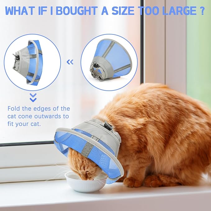 Cat Cone Collar Soft, Cat Recovery Collar for Large Medium Small Cats Kittens, Pet Cone Alternative After Surgery-PawvioPets