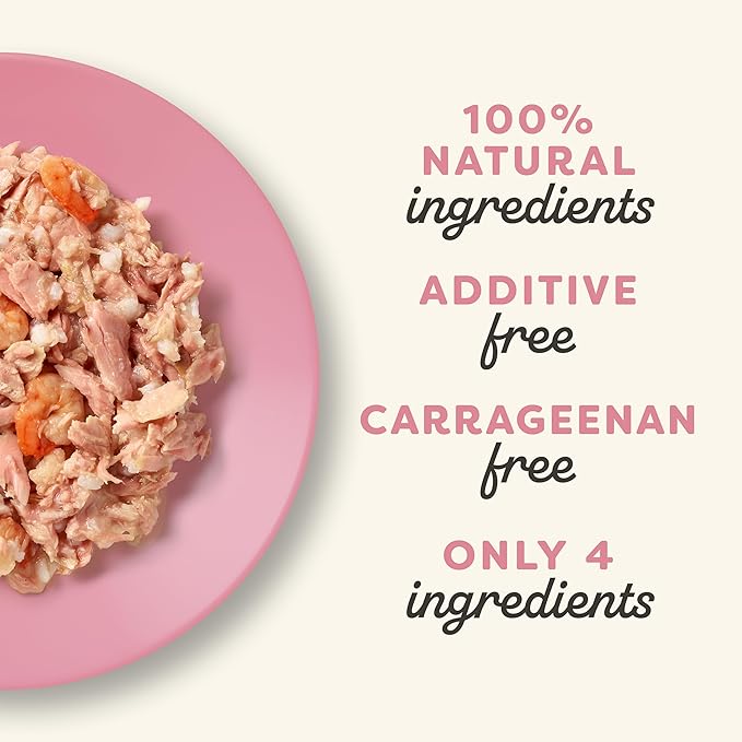 Applaws Natural Wet Cat Food in Broth, Limited Ingredient Canned Wet Cat Food, No Additives, Made with Natural Ingredients, Tuna Fillet & Shrimp in Broth (6 x 5.5oz Cans)-PawvioPets